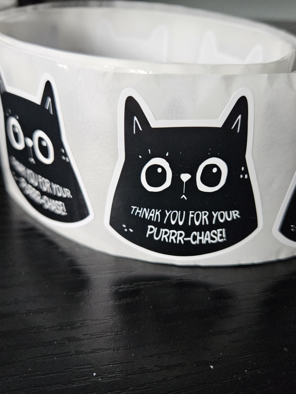 Black And White Cat Thank You Stickers